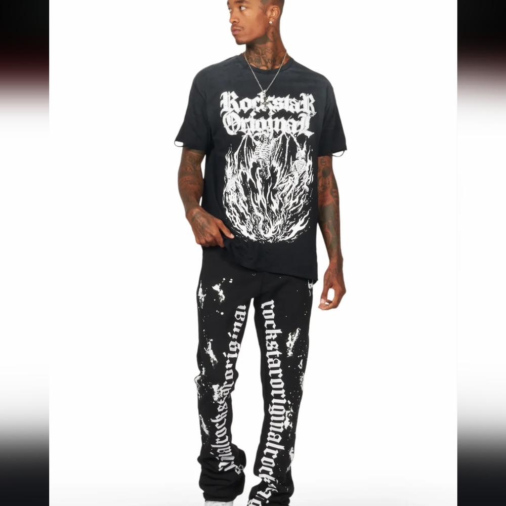 Black Rockstar Original Stacked Pants
